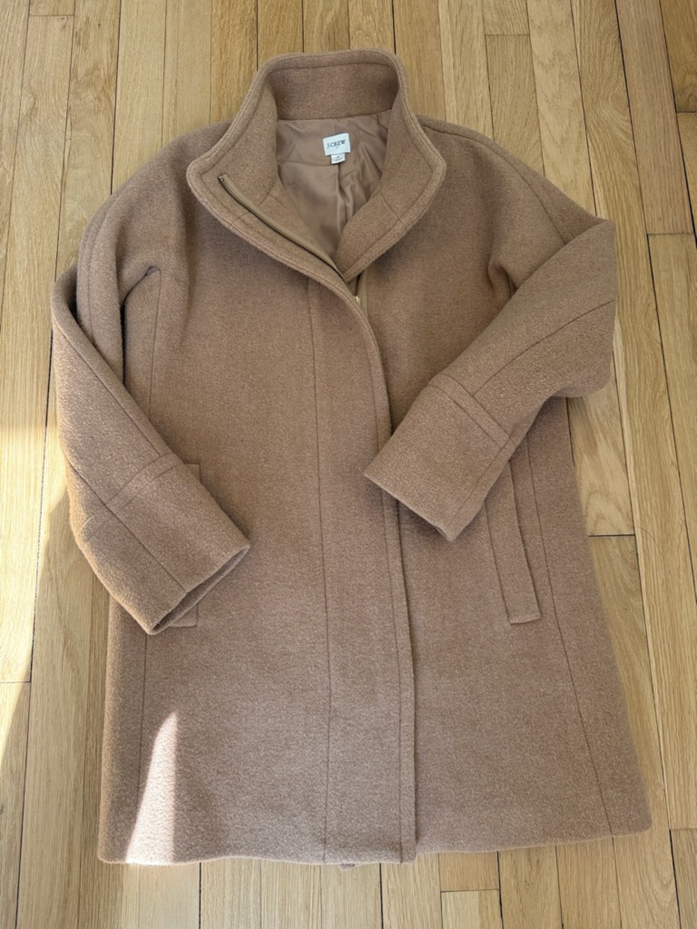 J. Crew Women's Camel/Tan Wool-Blend Stand Collar Pea Coat